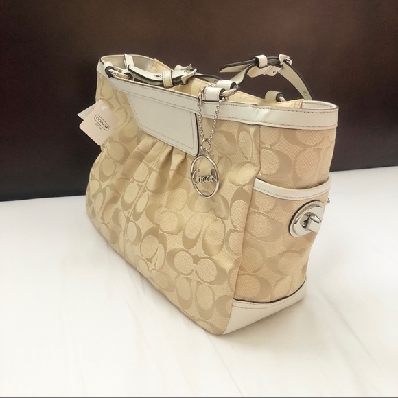 Coach F14281 White/Beige Signature East West Gallery Tote - Picture 4 of 13